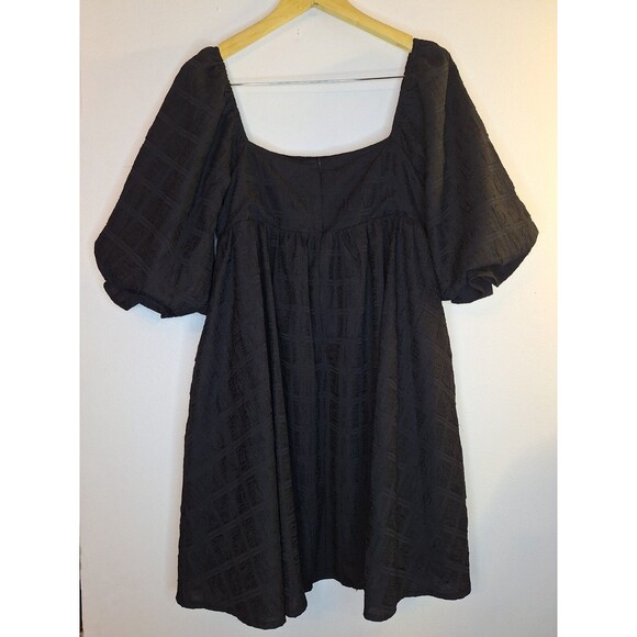 SWEET LEMON Black Puff Sleeve Babydoll Mini Dress Sz M Whimsy Goth Witchy Mature - Picture 2 of 11